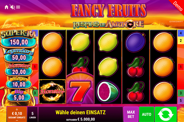 Fancy Fruits Respins Gamomat